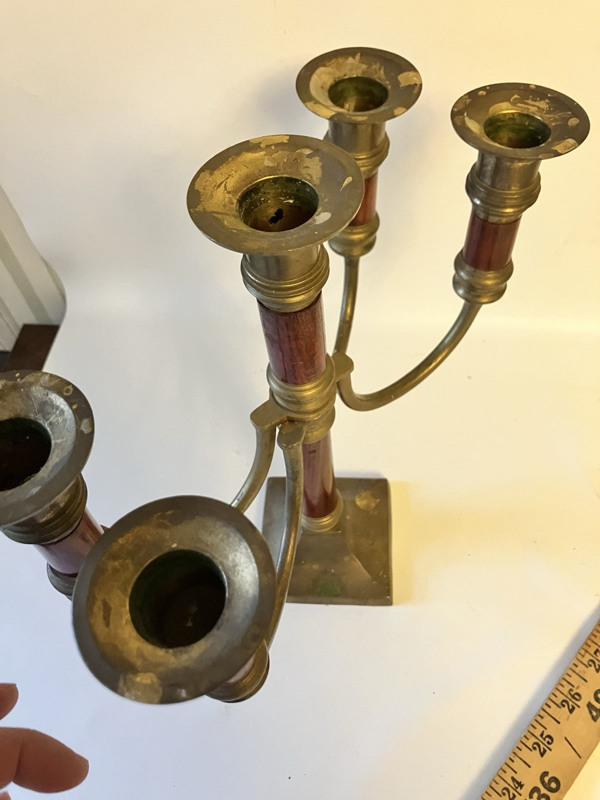 Vintage Brass 4 Arm Adjustable Candelabra With Traditional 5 Candle Capacity