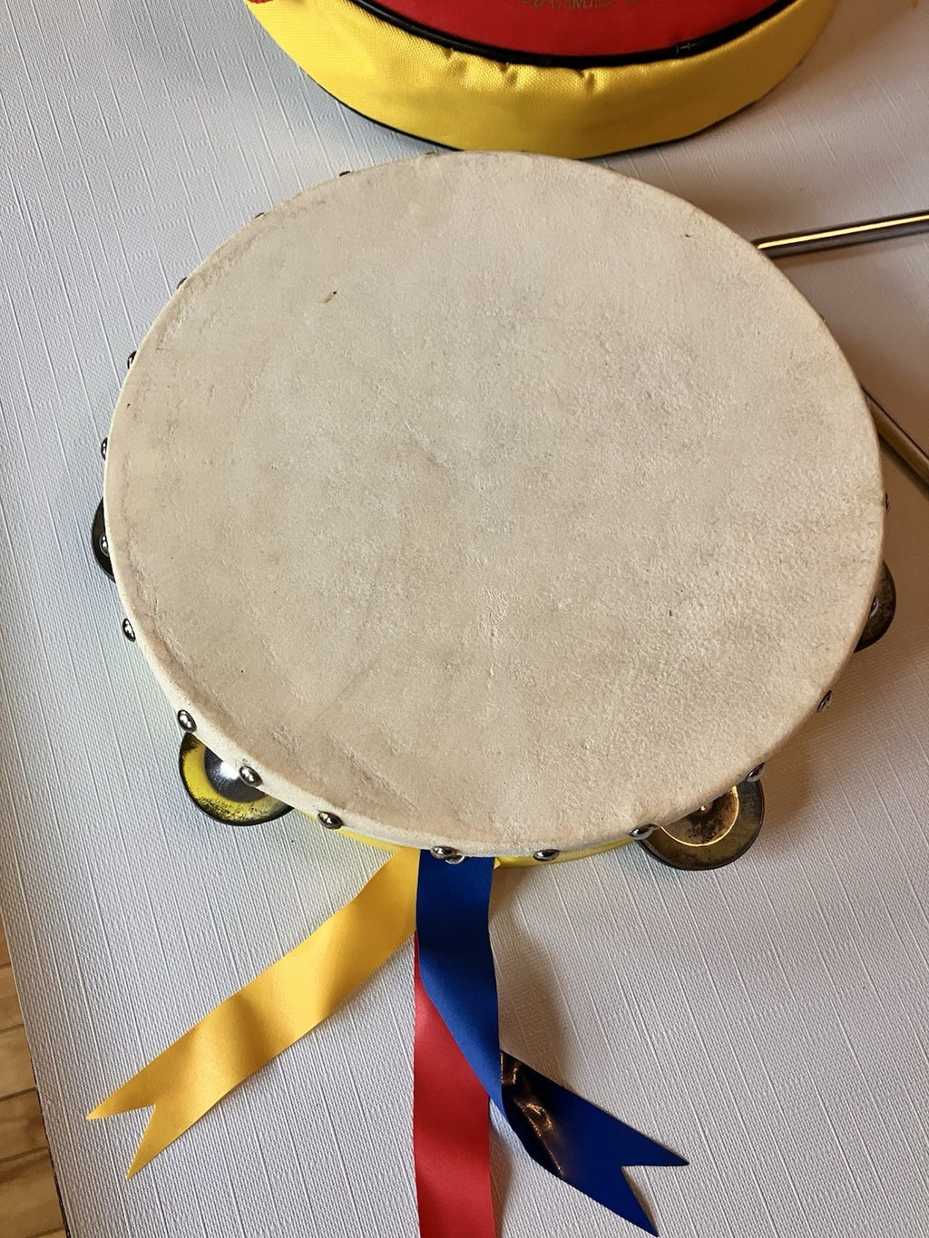Vintage Child’s Tambourine/Triangle Set With Carrying Case. EVC!