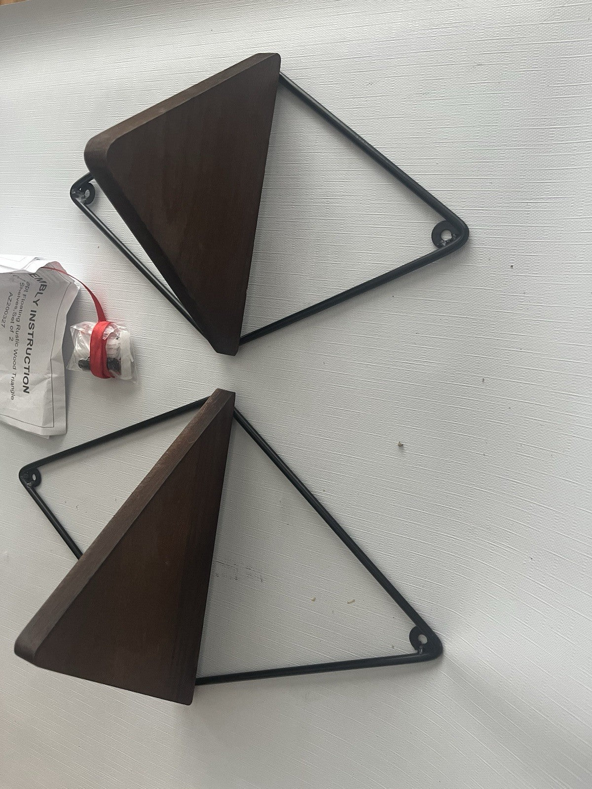 NWB Life concepts Brown Rustic Triangle Shelf Pair