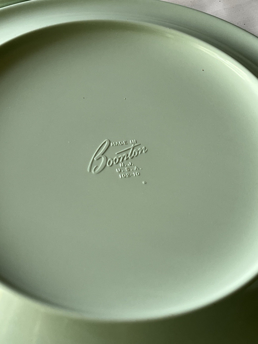 Vintage MCM 10” Sea Foam Green Boonton Melamine Dinner Plates (6) 102-10 Made NJ