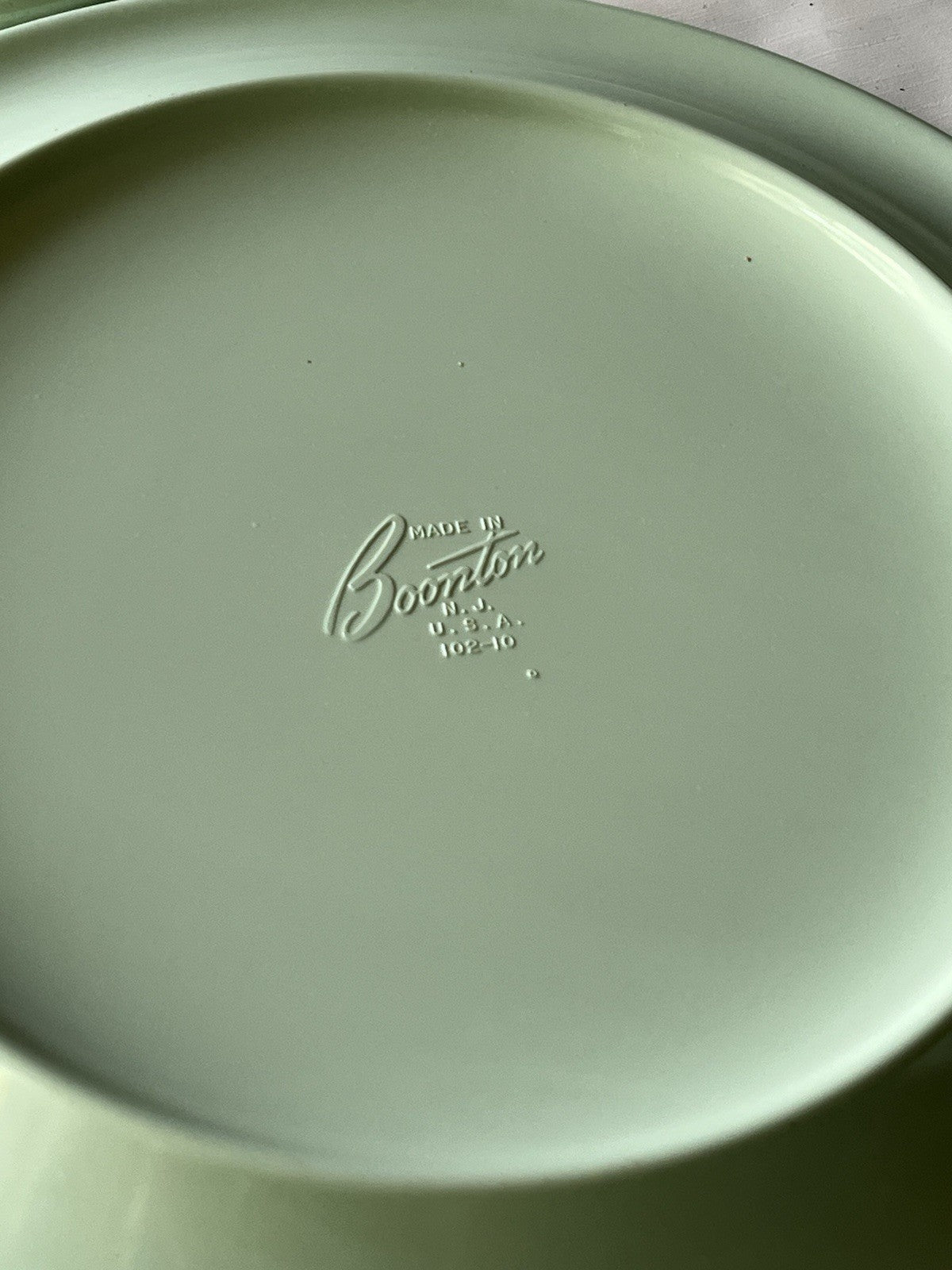 Vintage MCM 10” Sea Foam Green Boonton Melamine Dinner Plates (6) 102-10 Made NJ