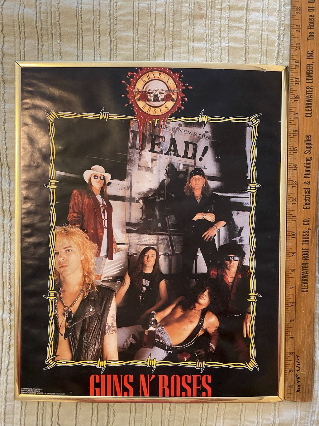 1992 Guns N’ Roses Cardboard Backed Poster 20x16”