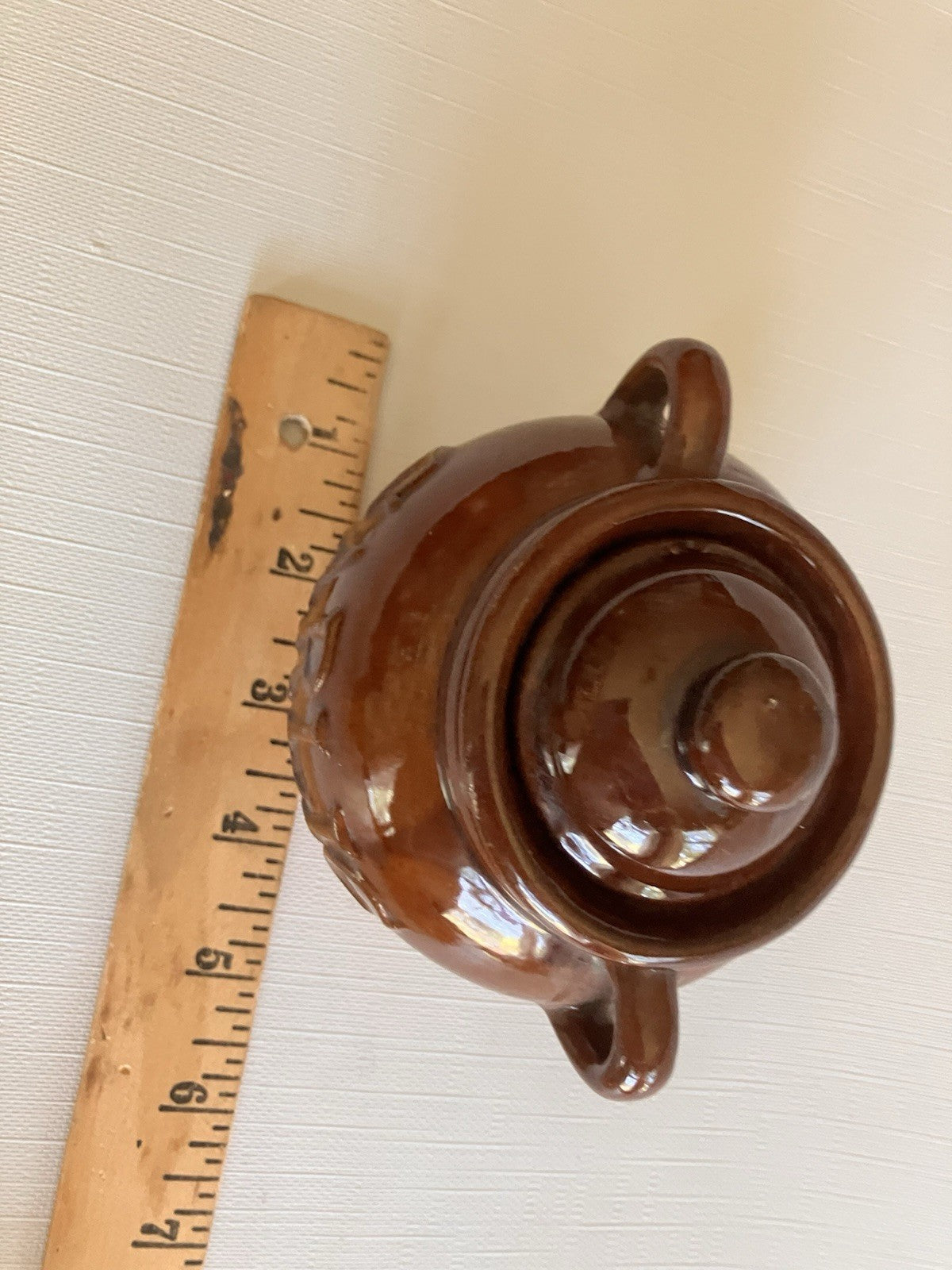 Vintage Garlic Jar Glazed Pottery 
