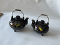 Japanese Brown Ceramic Tea Kettle Hand-painted Rooster Salt/Pepper Shakers