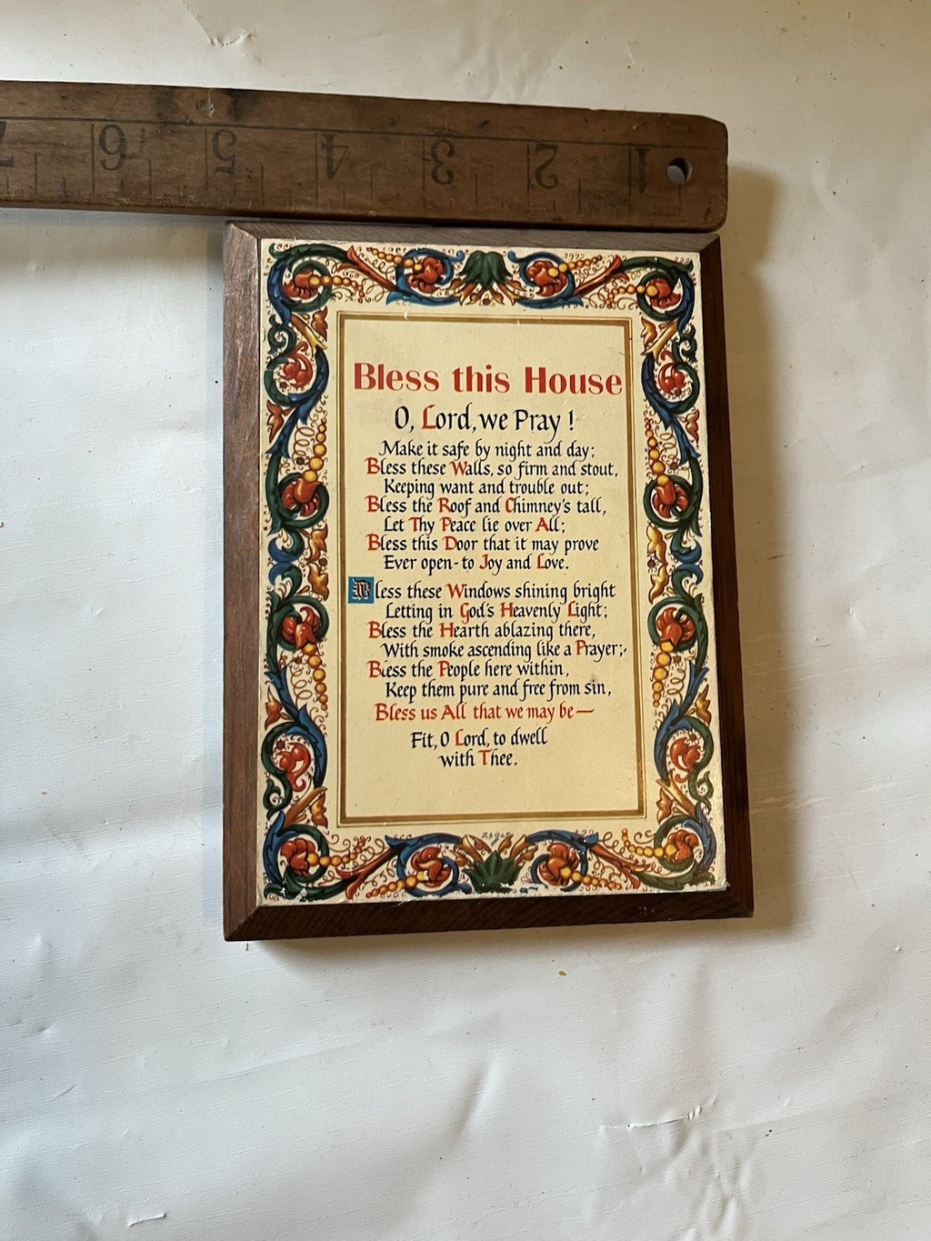 Vintage 5x7” “Bless This House” Small Wooden Wall Plaque