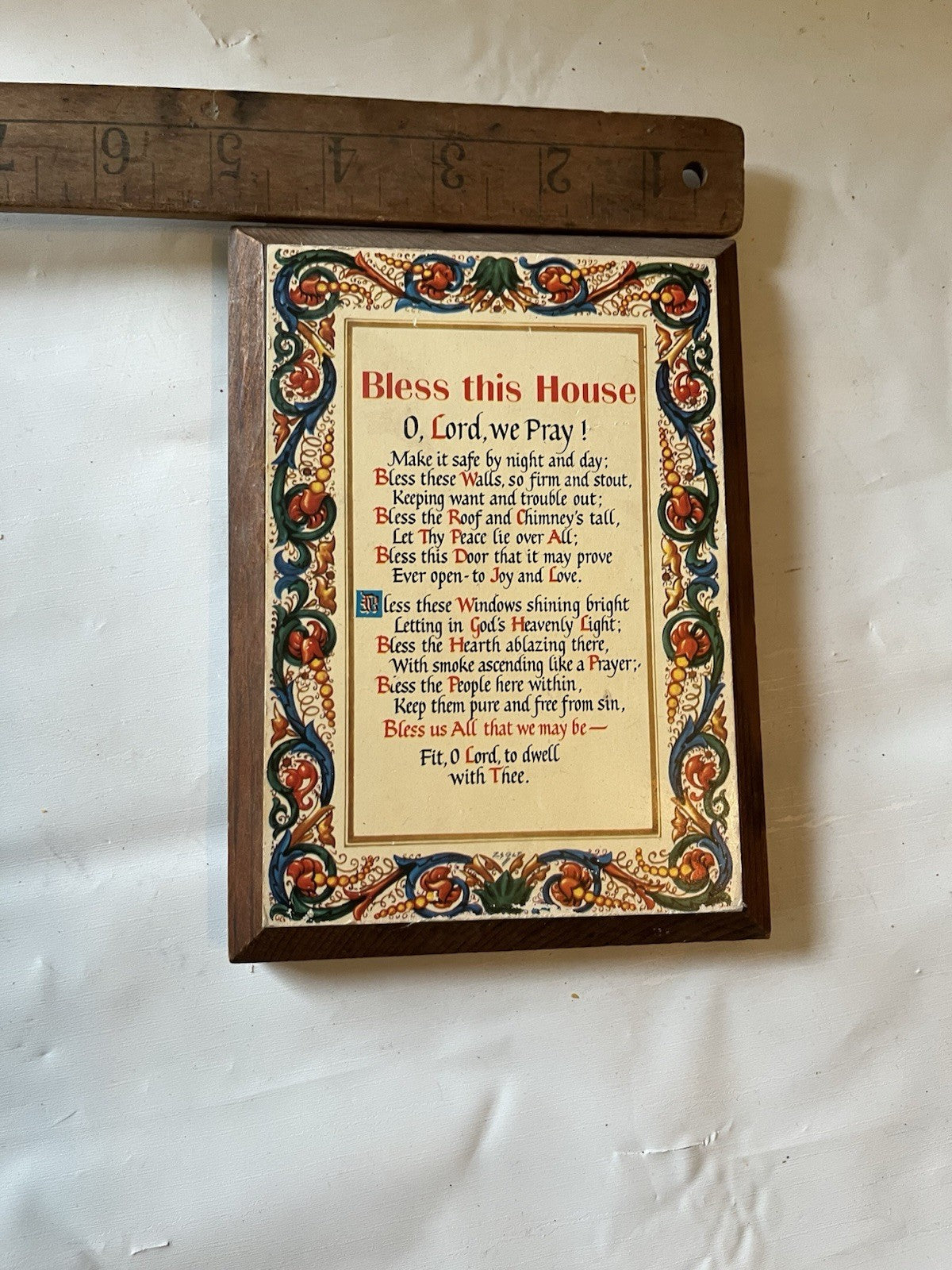Vintage 5x7” “Bless This House” Small Wooden Wall Plaque