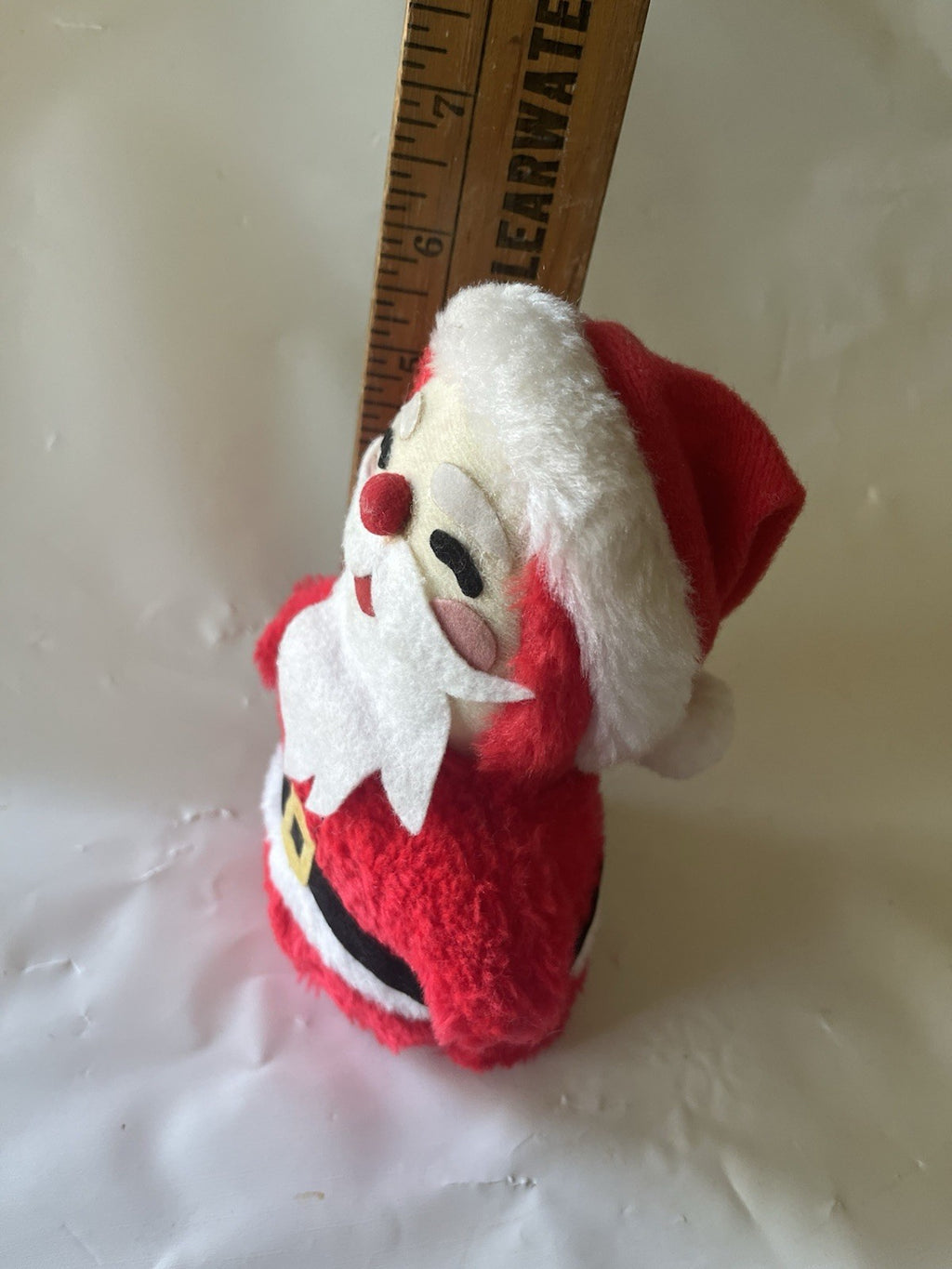 Vintage California Toys Stuffed Santa Weighted Felt Beard Features Belt 6”