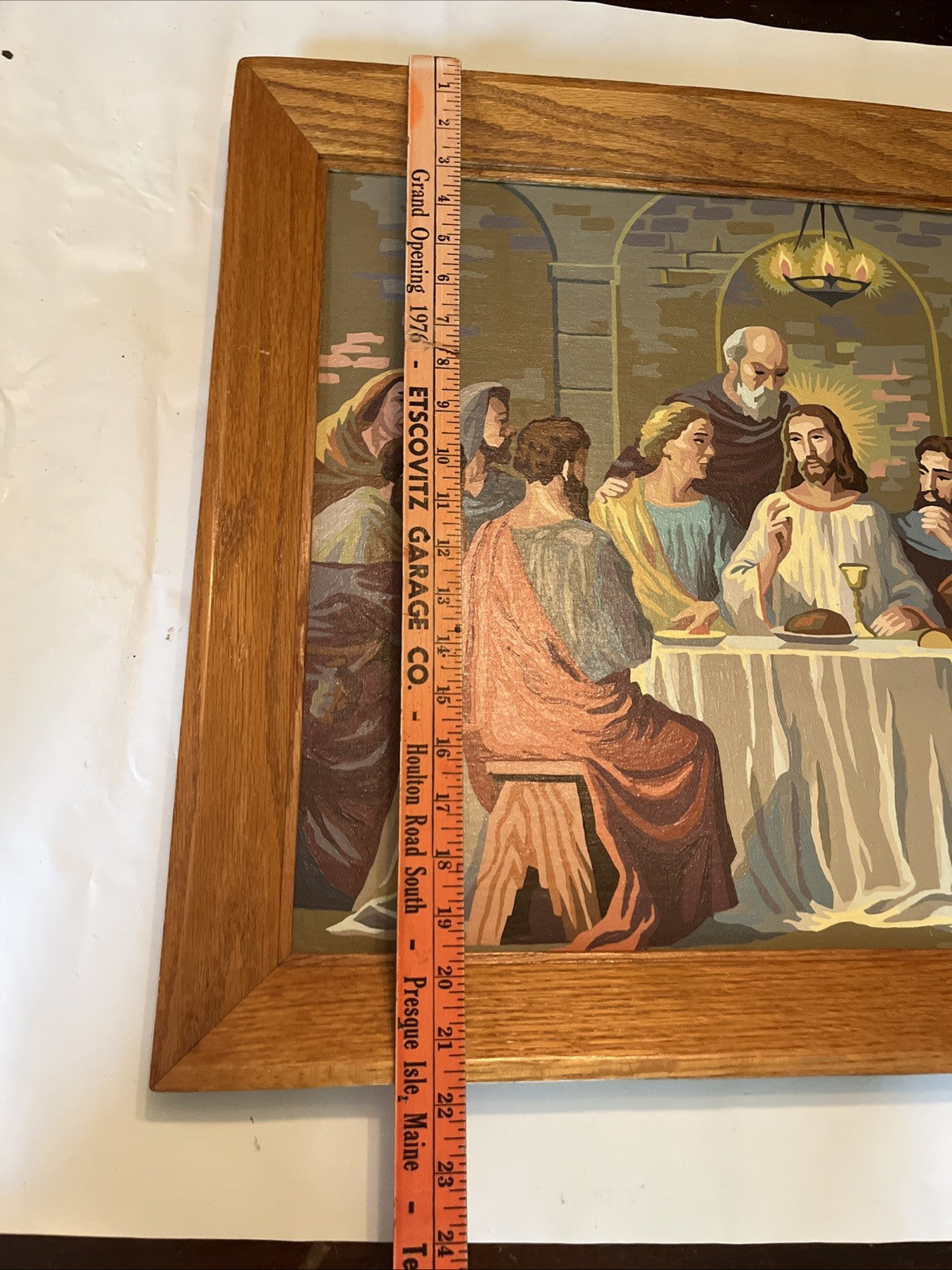 Vintage Paint By Numbers 21x27” “Last Supper” Framed Painting