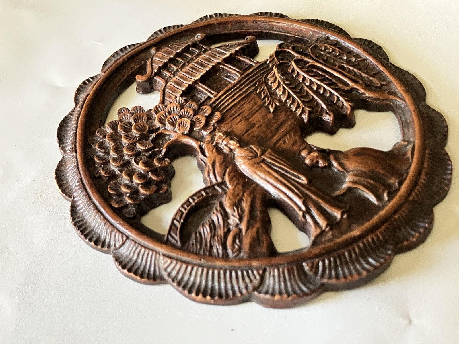 Vintage Ornate Wall Plaque Decorative Syroco Wood Asian Themed.