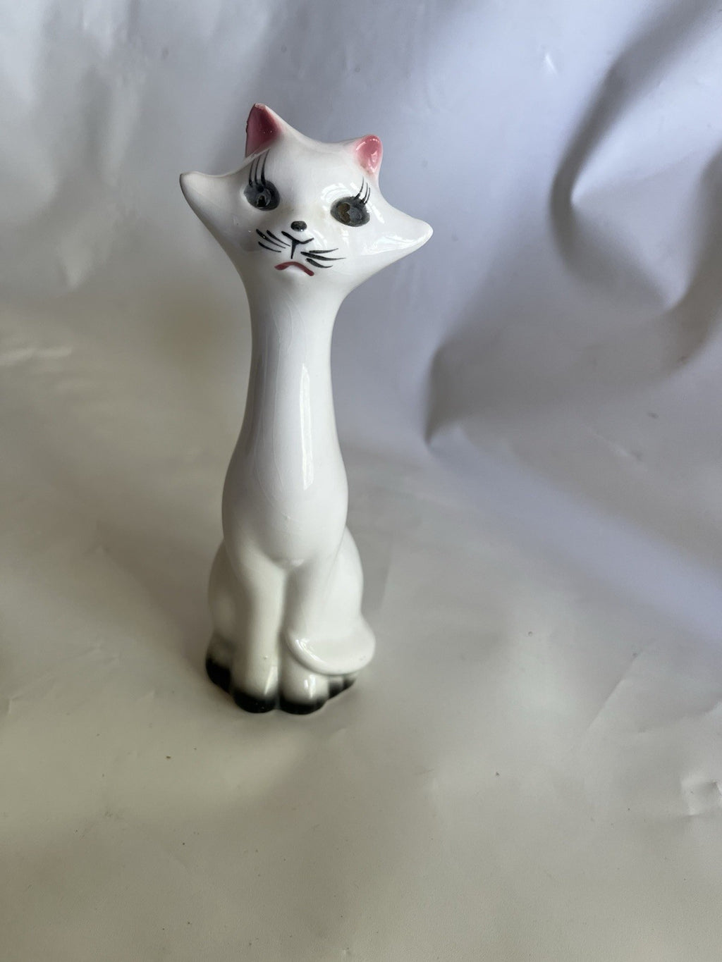 Vintage 6” Tall Ceramic Cat & Dog  Long Neck Figurines Kitsch MCM;
