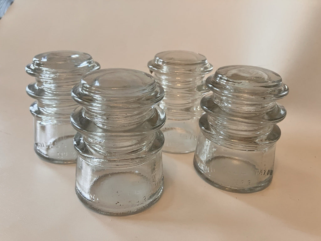 Whitall Tatum Co No. 3 USA Clear White Insulator - 3.25 X 2.5 Lot of 4