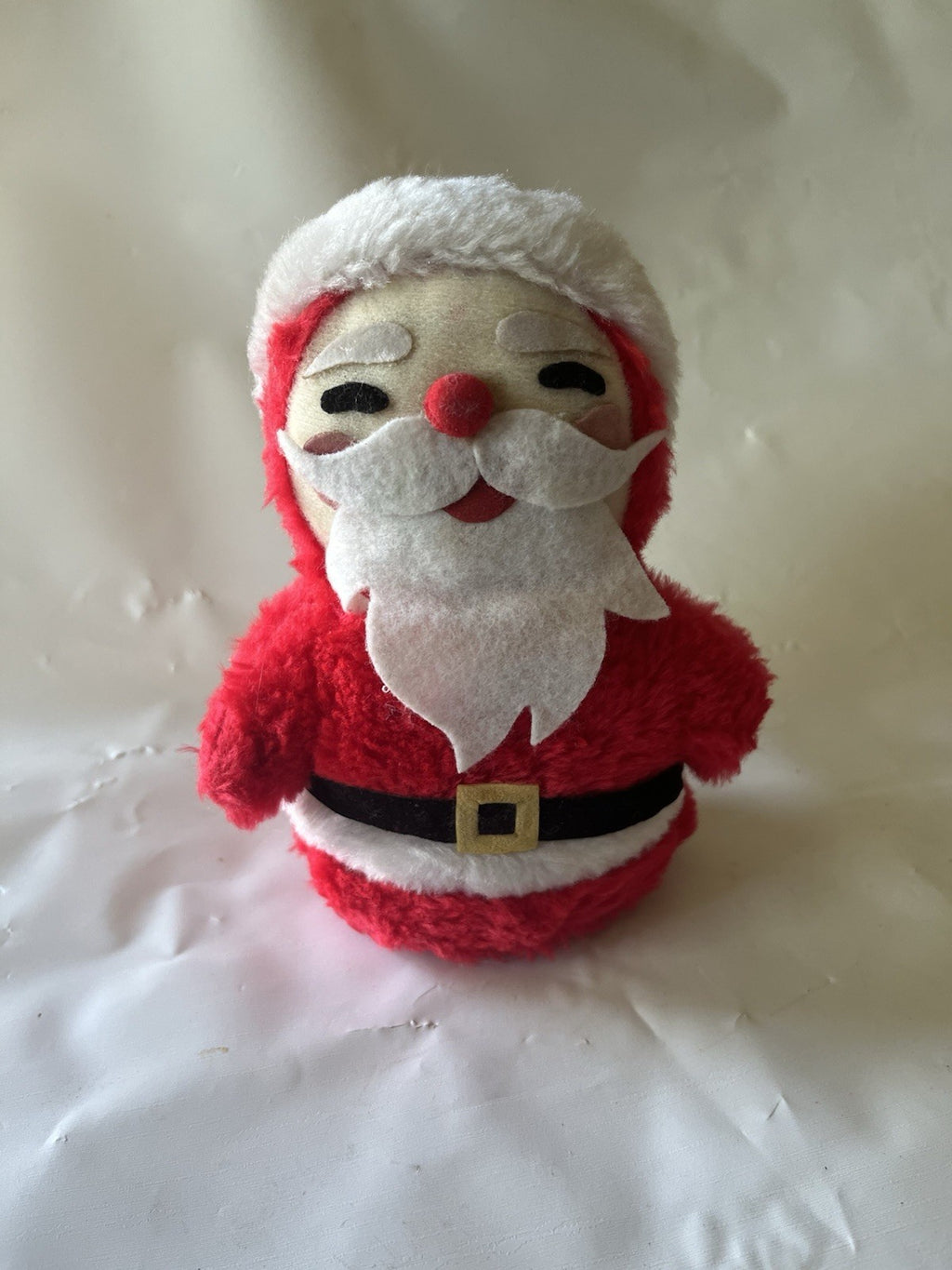 Vintage California Toys Stuffed Santa Weighted Felt Beard Features Belt 6”