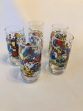 Vintage 1983 Hardee’s Smurf Glasses Set of 4 Handy Clumsy Papa Smurf BONUS Glass