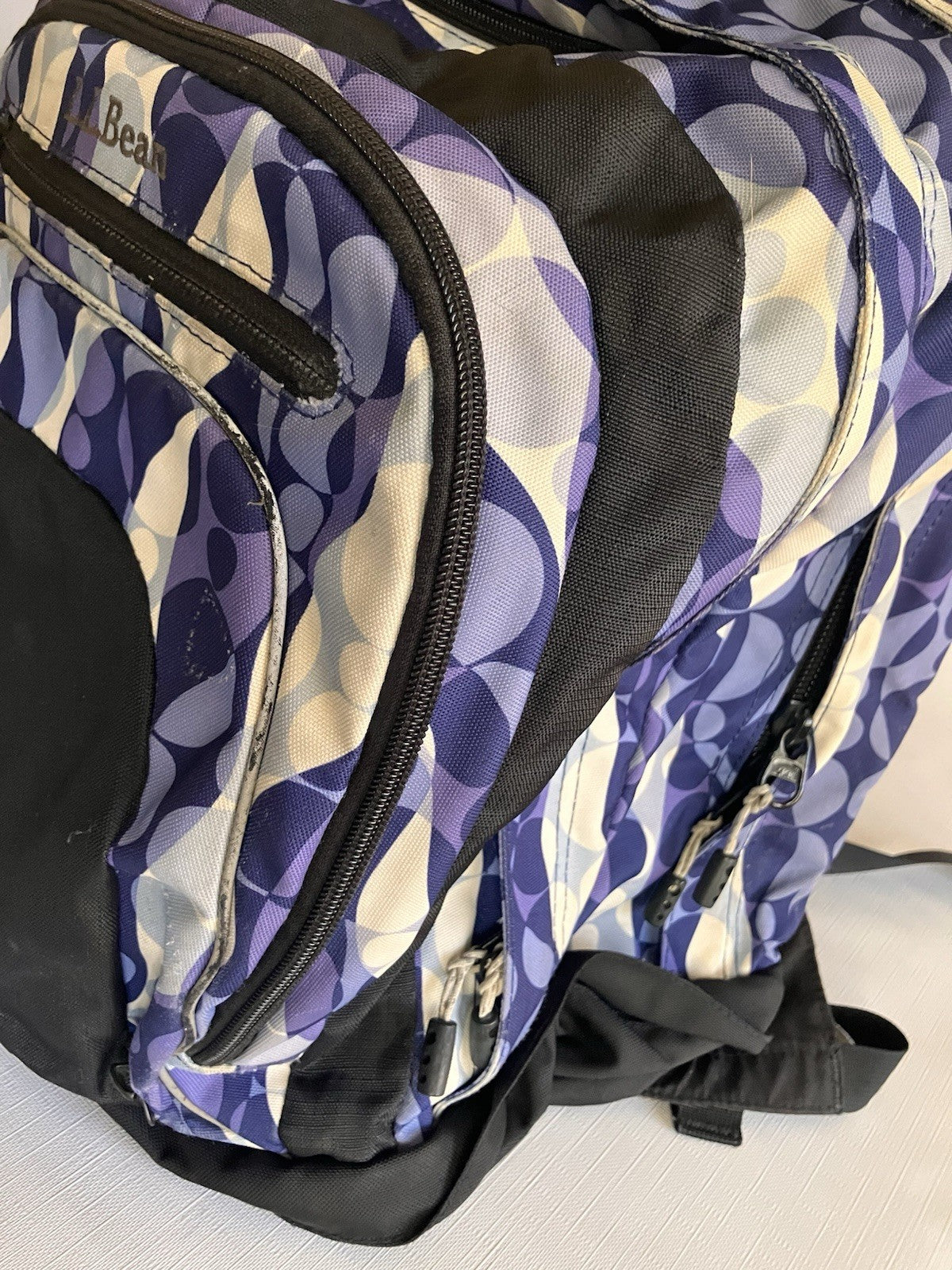 L.L.Bean Purple Two Toned And White large Backpack NOT monogrammed!
