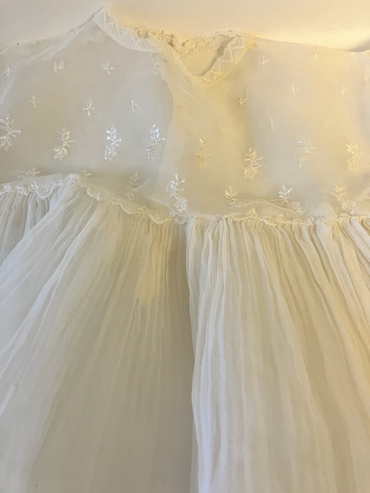 Vintage Newborn Baby Girl White Baptism Dress And Handmade Cardigan/Bonnet