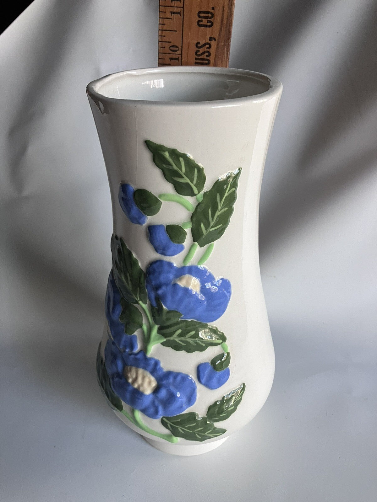 Vintage Floral Pottery Vase 10” Tall
