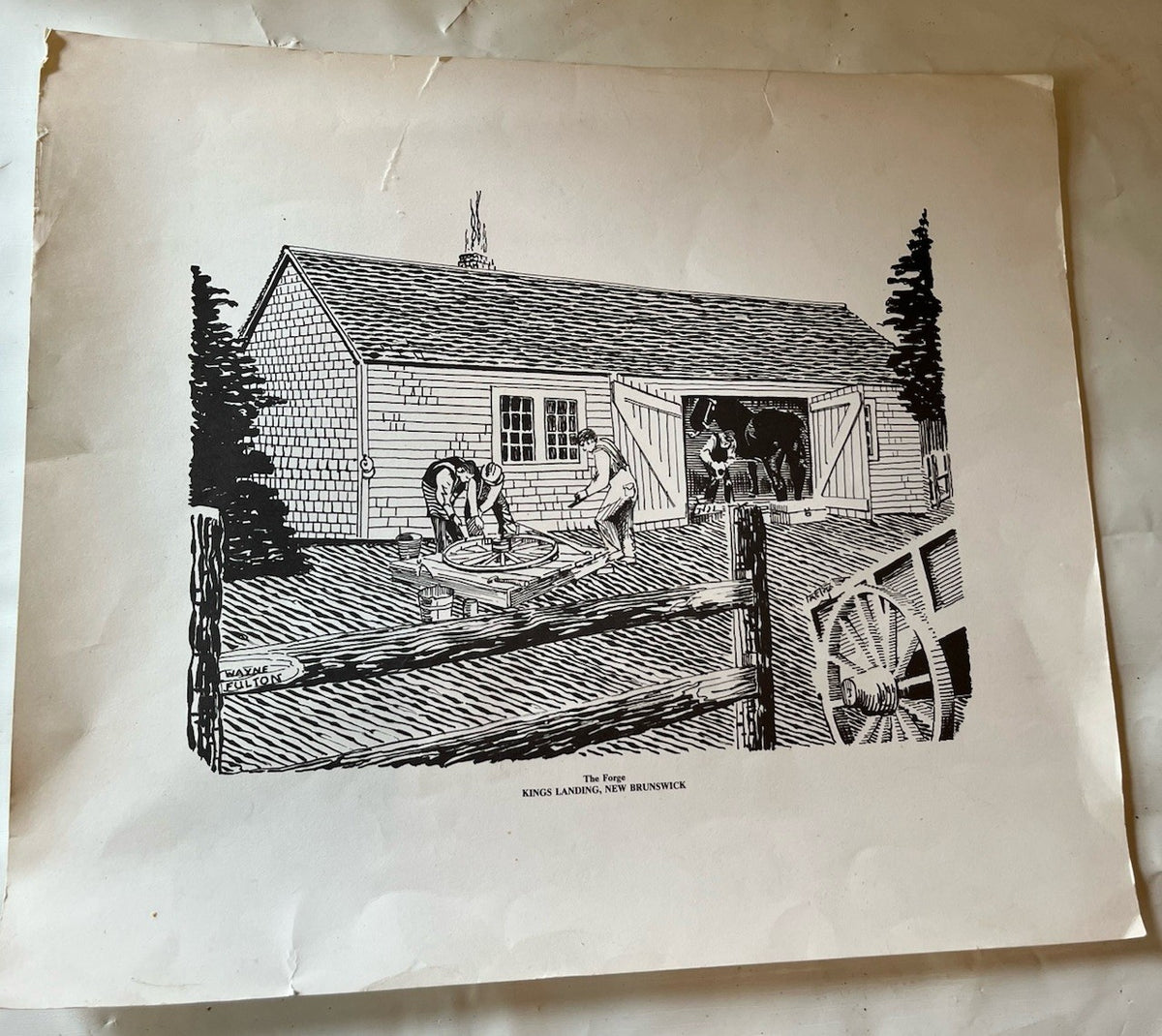 Vintage Prints Of Kings Landing N.B, Canada Set Of 3; 14”x12” Print Size