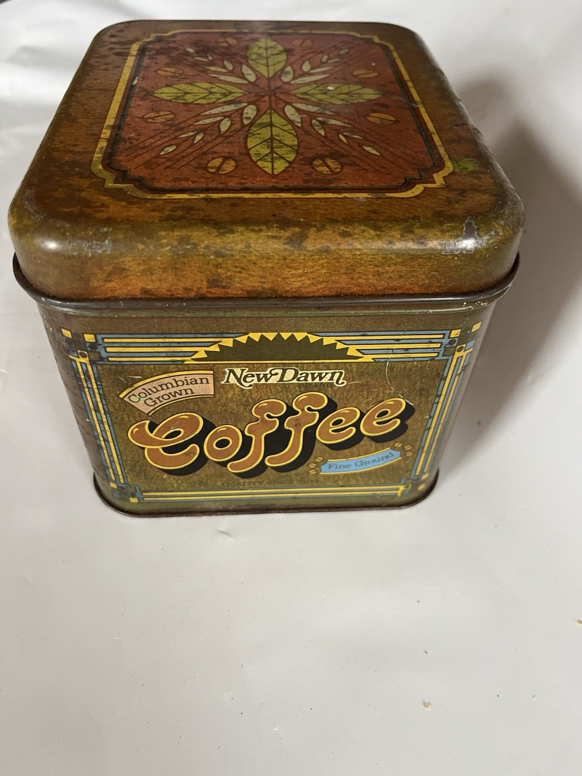 Vintage Cheinco Rectangular Tin Coffee Canister Antique Style