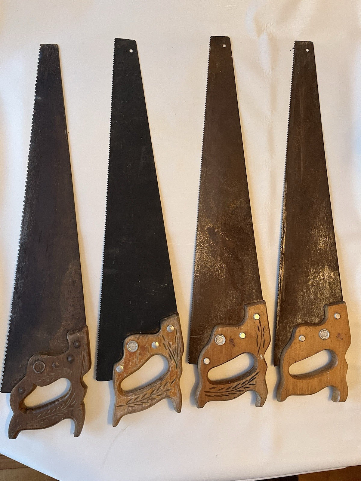 4-Antique Disston&Sons (3) /other Hand Saws; Wheat Engraving 26-28” Saws