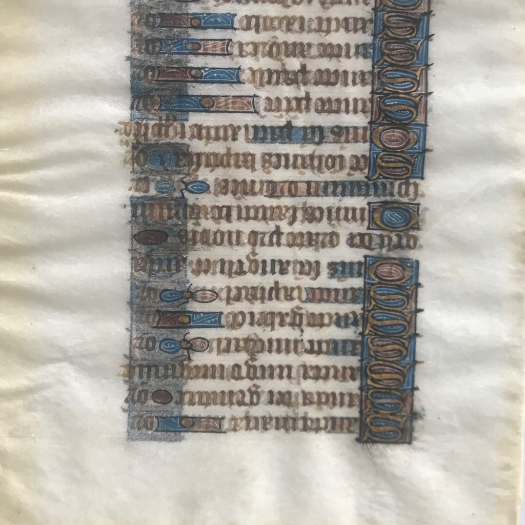 Rare 15th Century Book of Hours Page Double Sided Gold Leaf Litany
