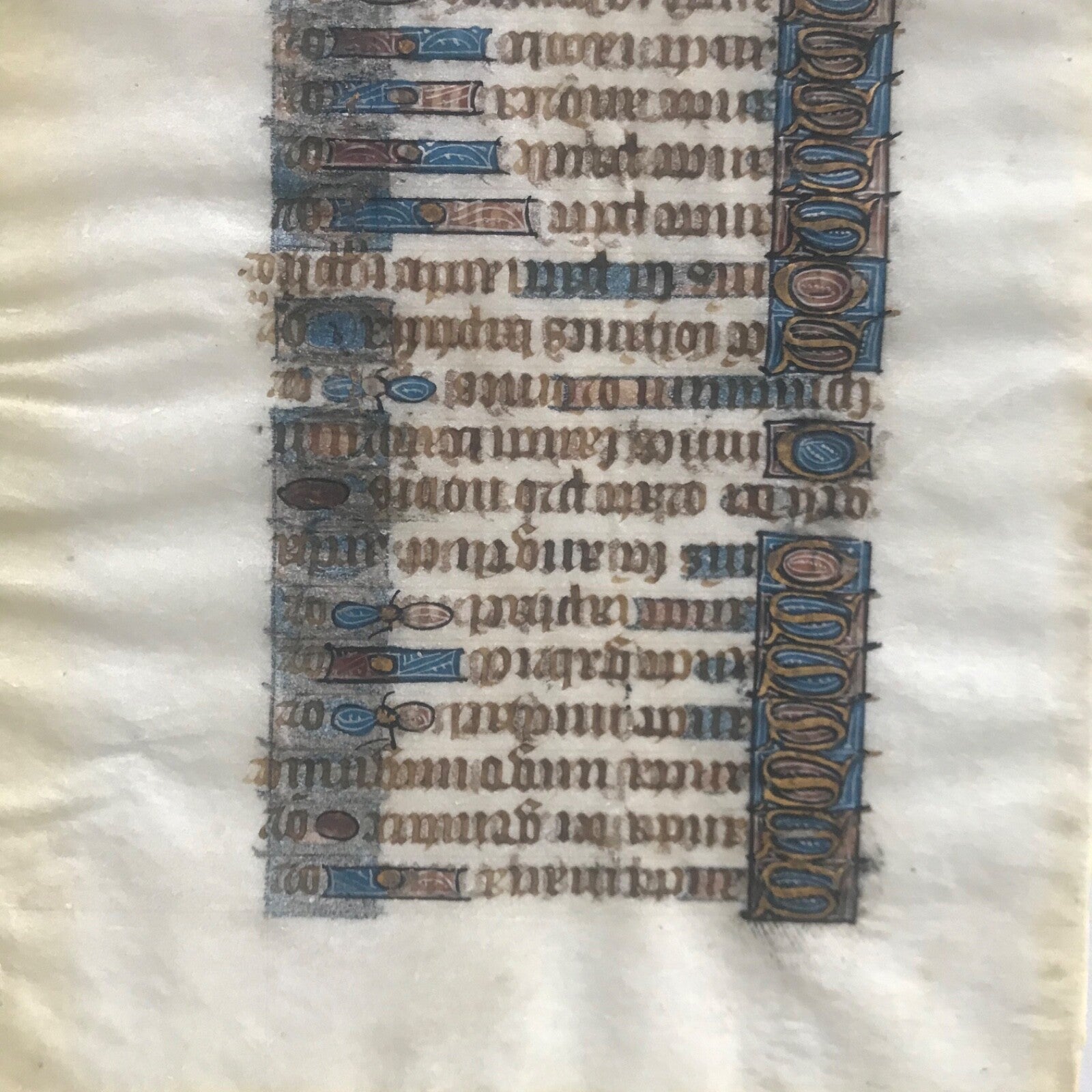 Rare 15th Century Book of Hours Page Double Sided Gold Leaf Litany