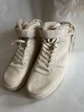 Women’s Size 10 High Top White FILA Leather Sneakers With Fleece, Zipper, GUC