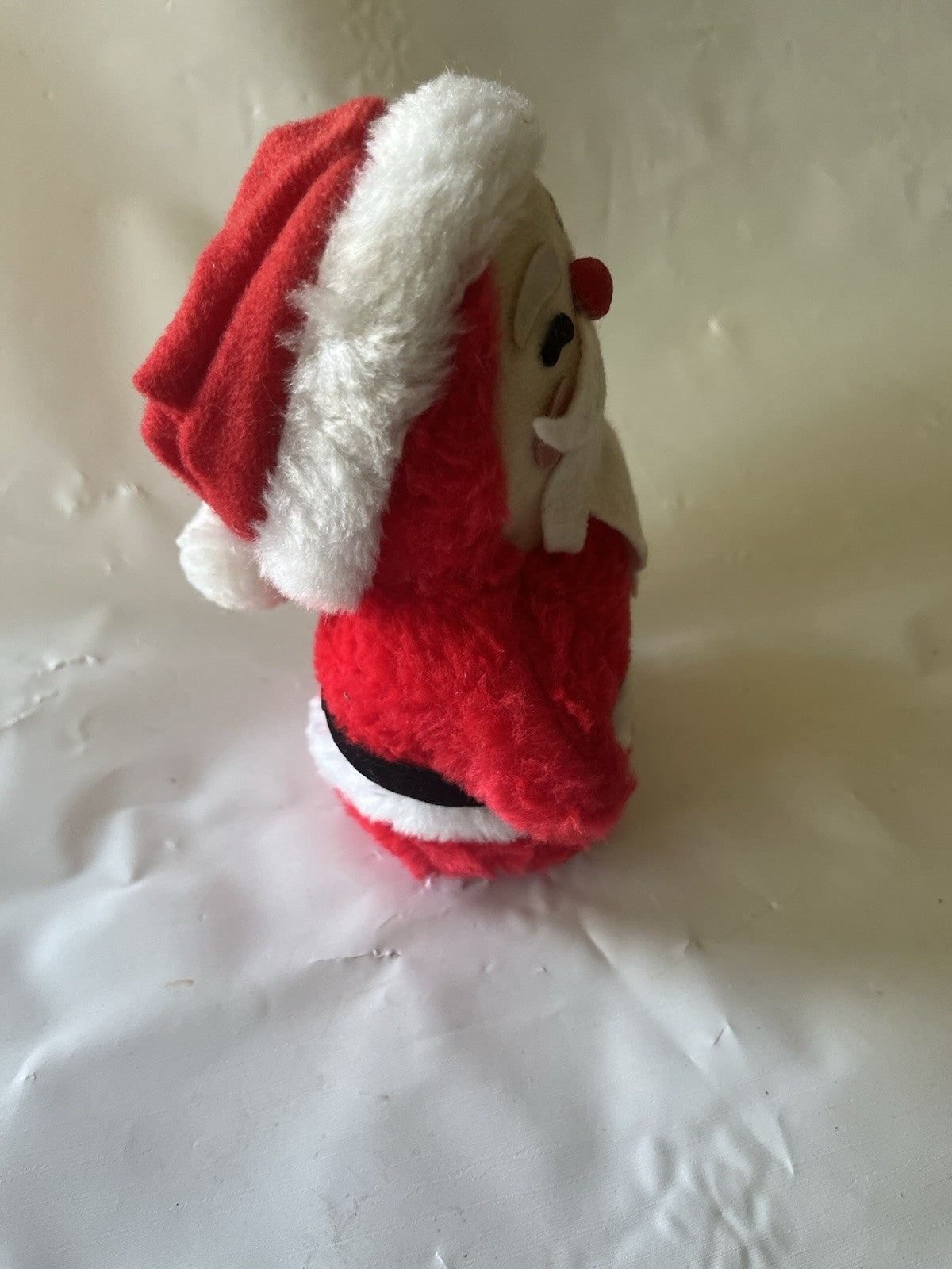 Vintage California Toys Stuffed Santa Weighted Felt Beard Features Belt 6”