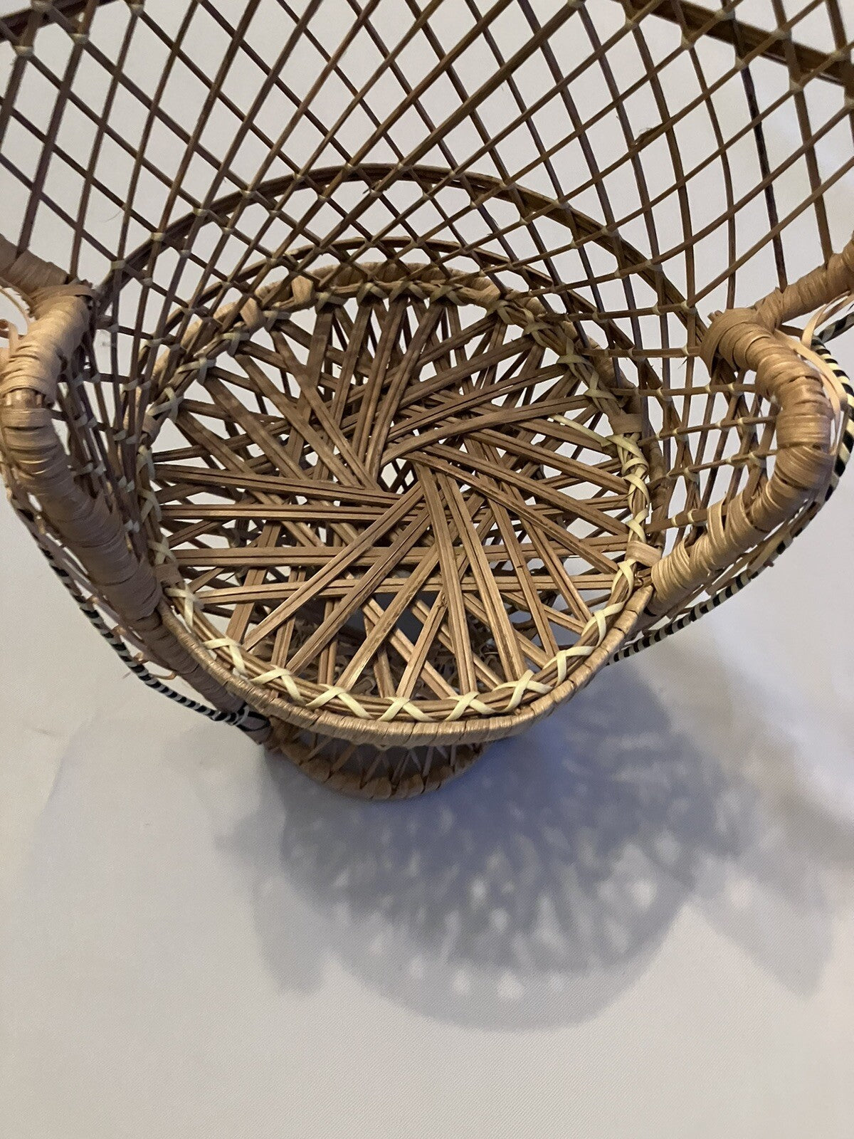 Vintage Wicker Peacock Rattan Chair 15.5 Plant Stand Doll Chair