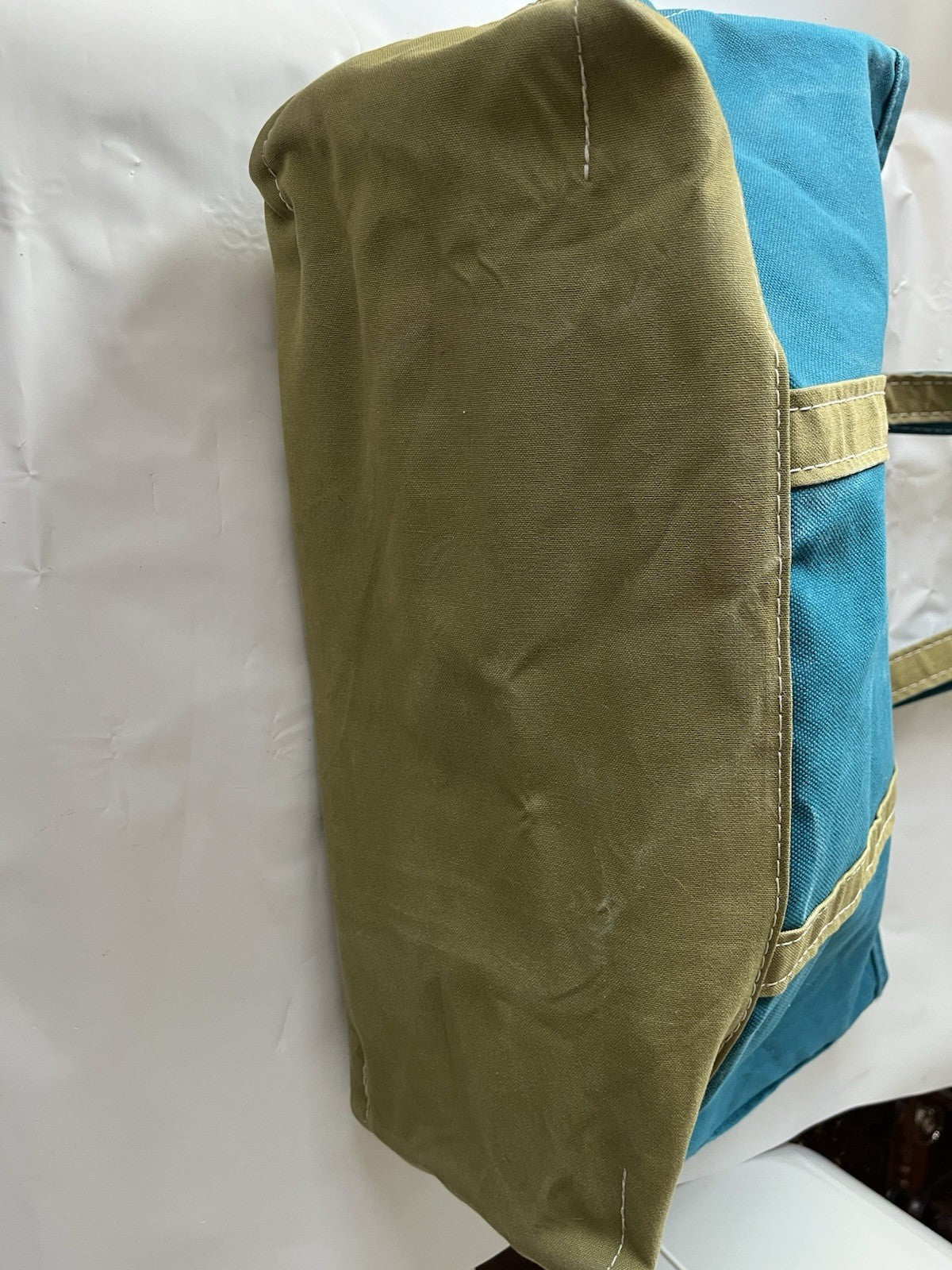 Vintage LL Bean Extra Large Host Tote In Teal And Lime “Amanda” Monogrammed 