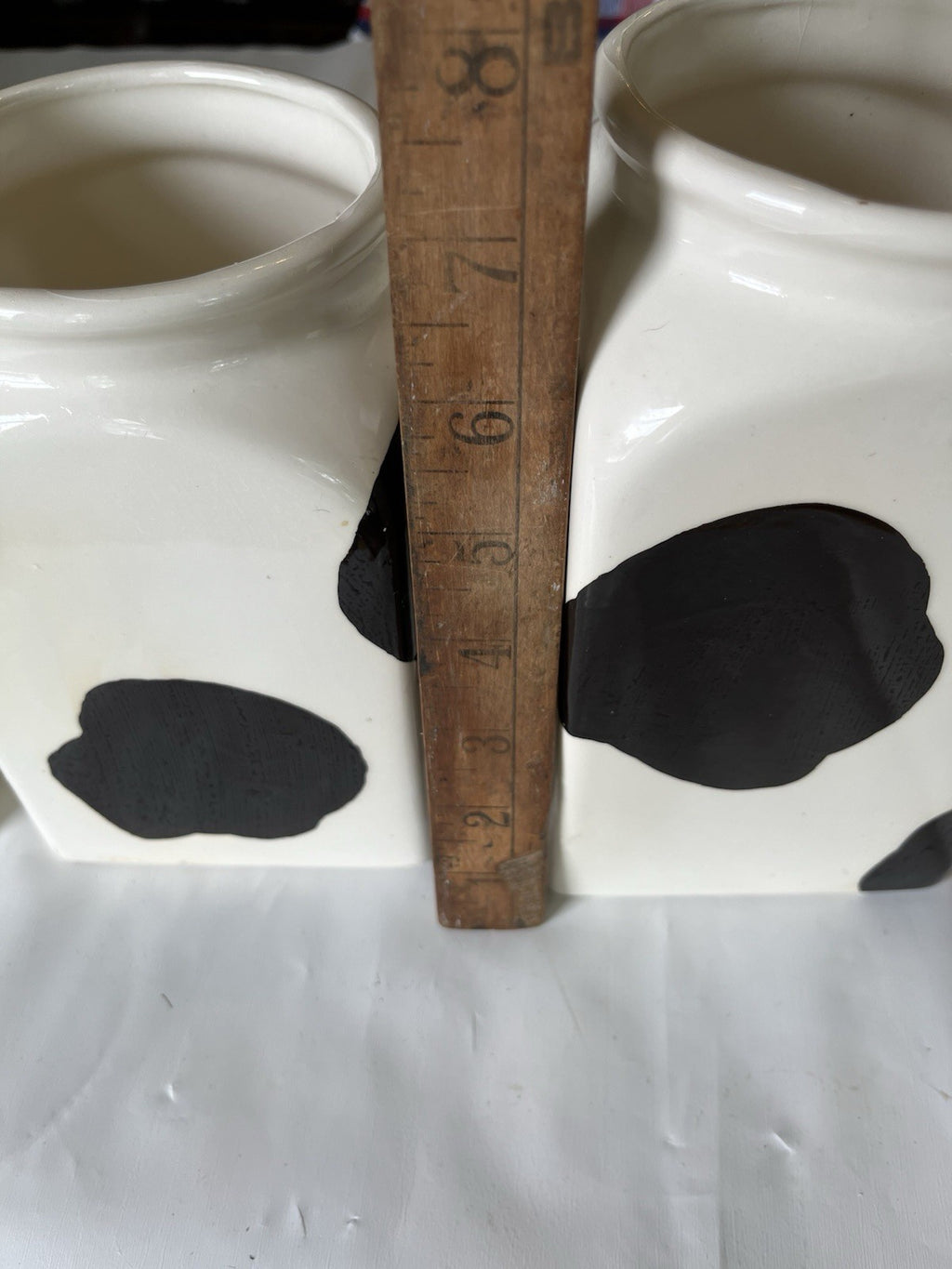 Vintage Country Keepsakes Square Cow Print Canister Set Of 3 W/ Rubber Seal Lids