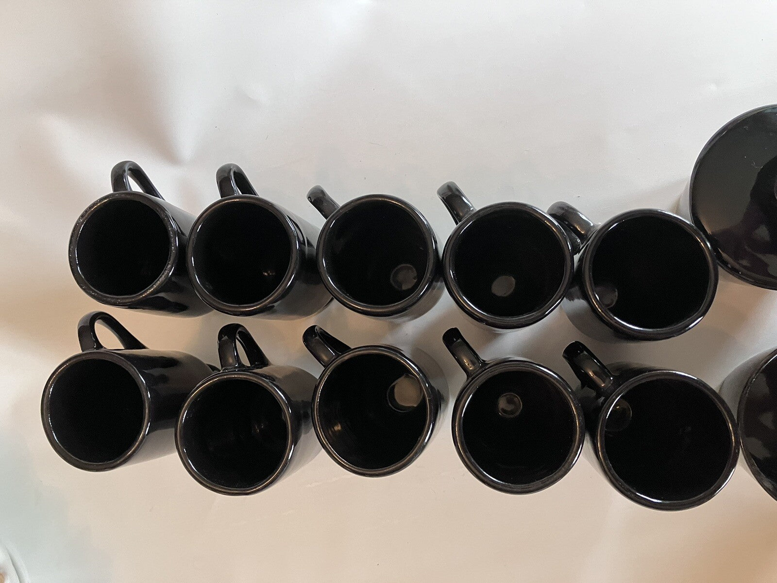 10-MCM California Pottery Espresso Footed Mugs With Handles. Sugar/Creamer-Black