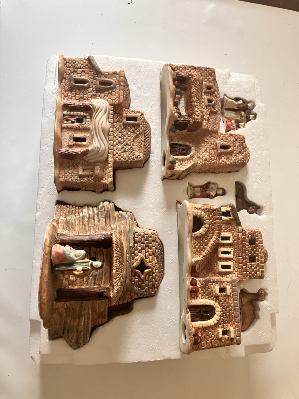 Vintage Ceramic Little Town Of Bethlehem’s Nativity Scene With Original Box