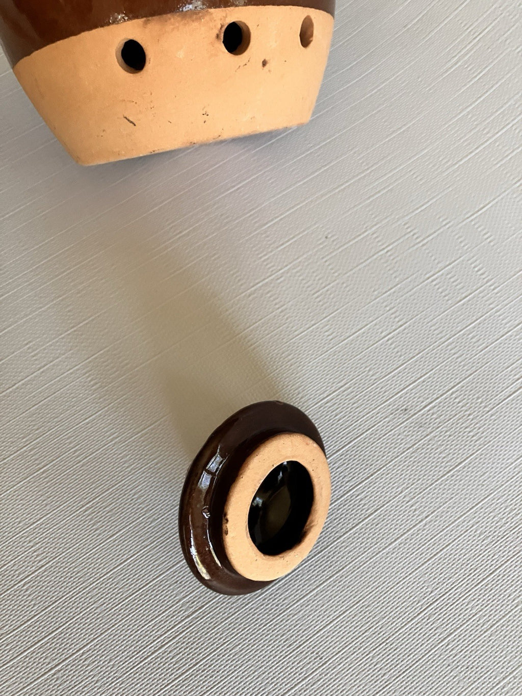 Vintage Garlic Jar Glazed Pottery 