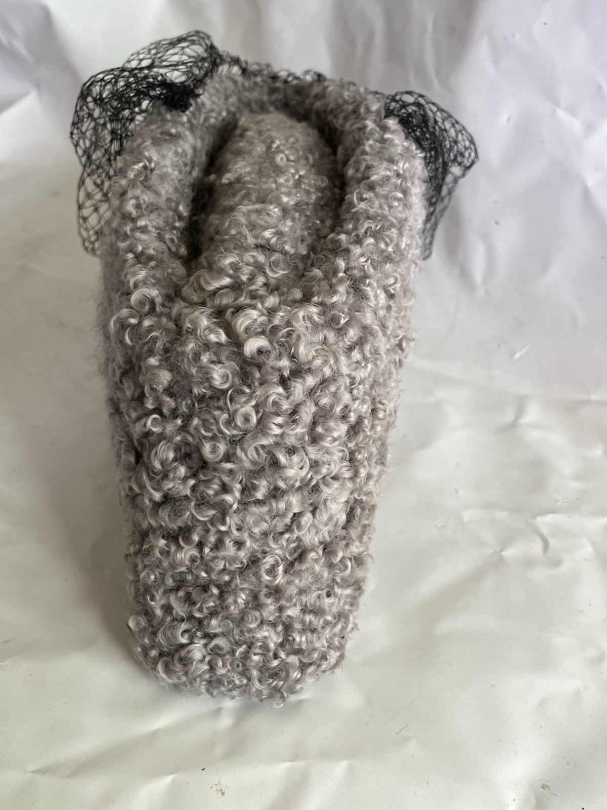 Vintage Women’s Special Karakul Cap Made In Pakistan Grey W/ Lace