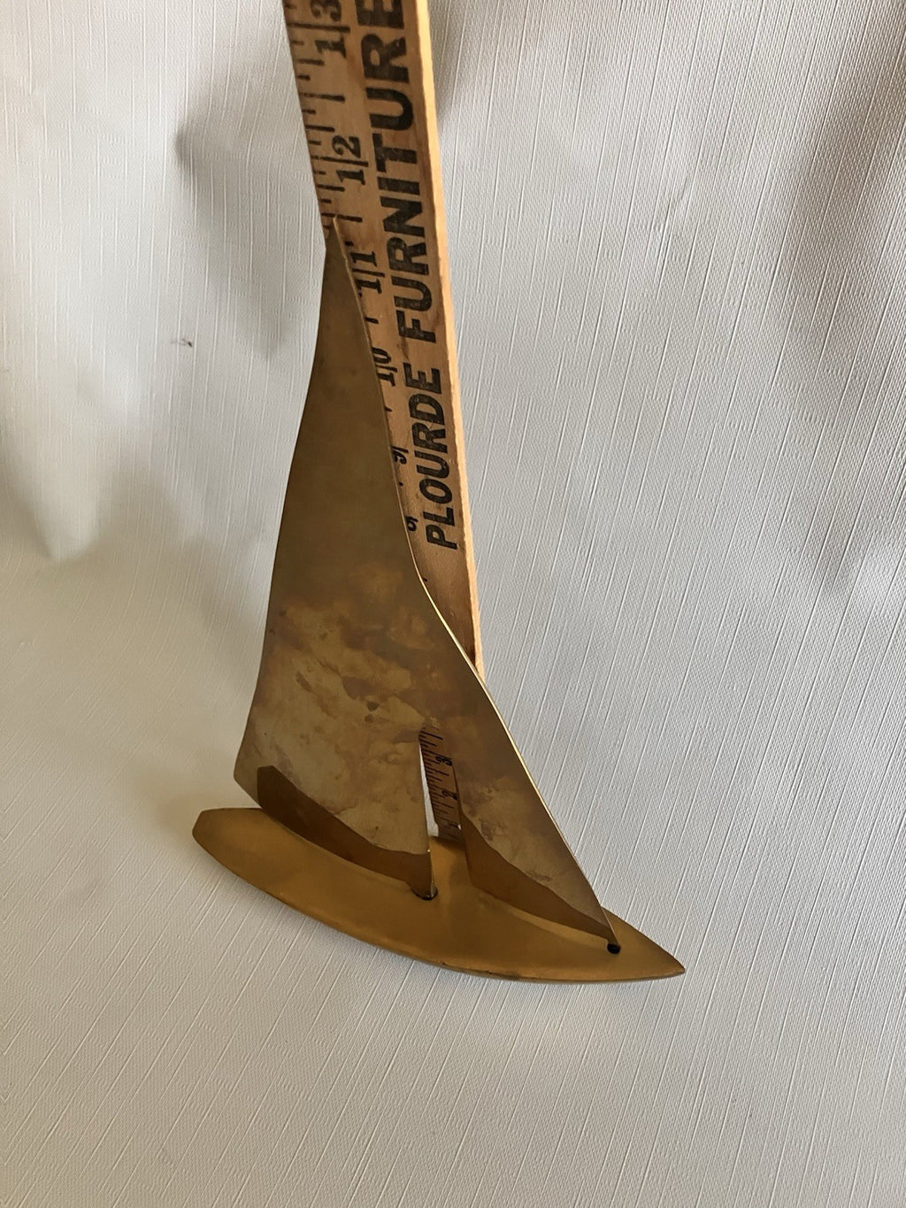 Vintage Solid Brass Sailboat Nautical Ship Sculpture Sail Boat Figurine Korea