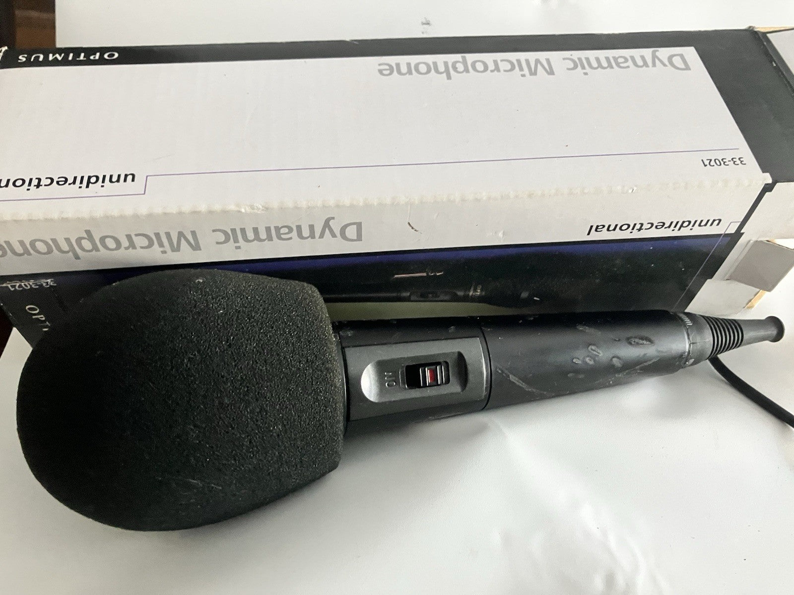 Optimus Unidirectional Dynamic Microphone Mdl. 33-3021 Corded Mic Orignal Box