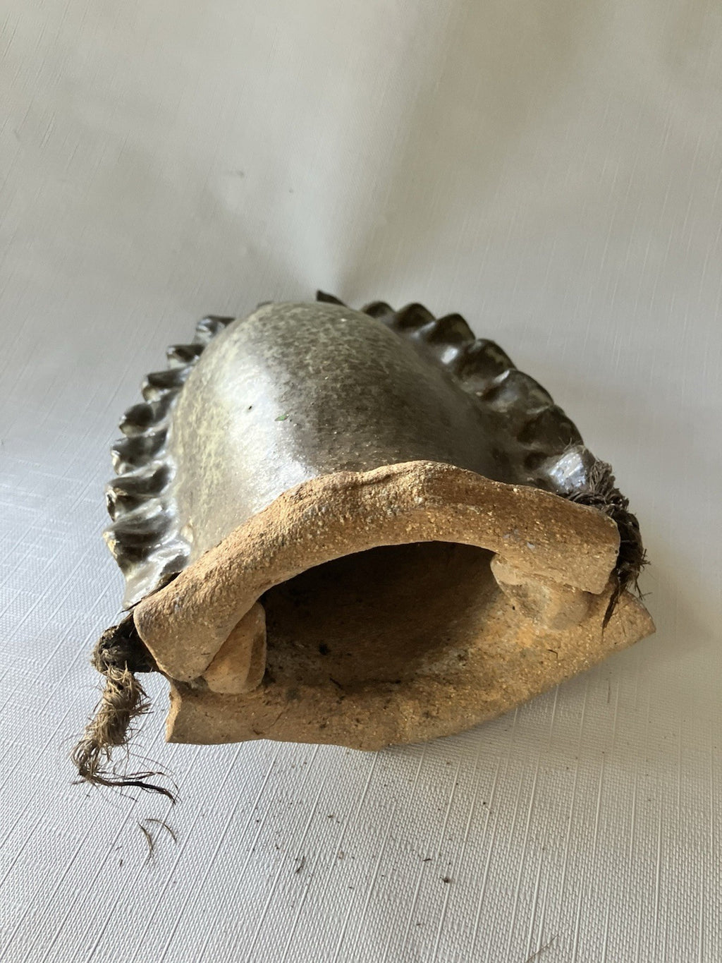 Roku Glazed on  Red Stone Pottery Hanging Flower Pot- Unique!