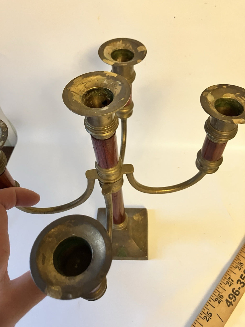 Vintage Brass 4 Arm Adjustable Candelabra With Traditional 5 Candle Capacity
