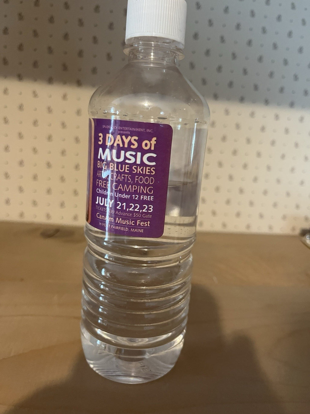 Spudstock 1995 Bottle of Water RARE UNOPENED Fort Fairfield Maine