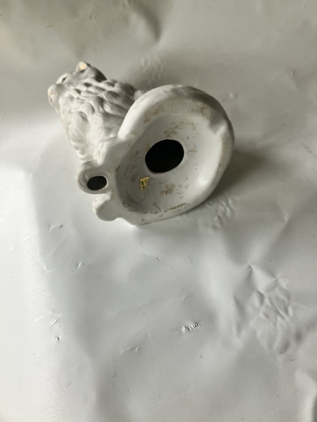 Vintage White Porcelain Persian Cat Figurine 6.5” Tall