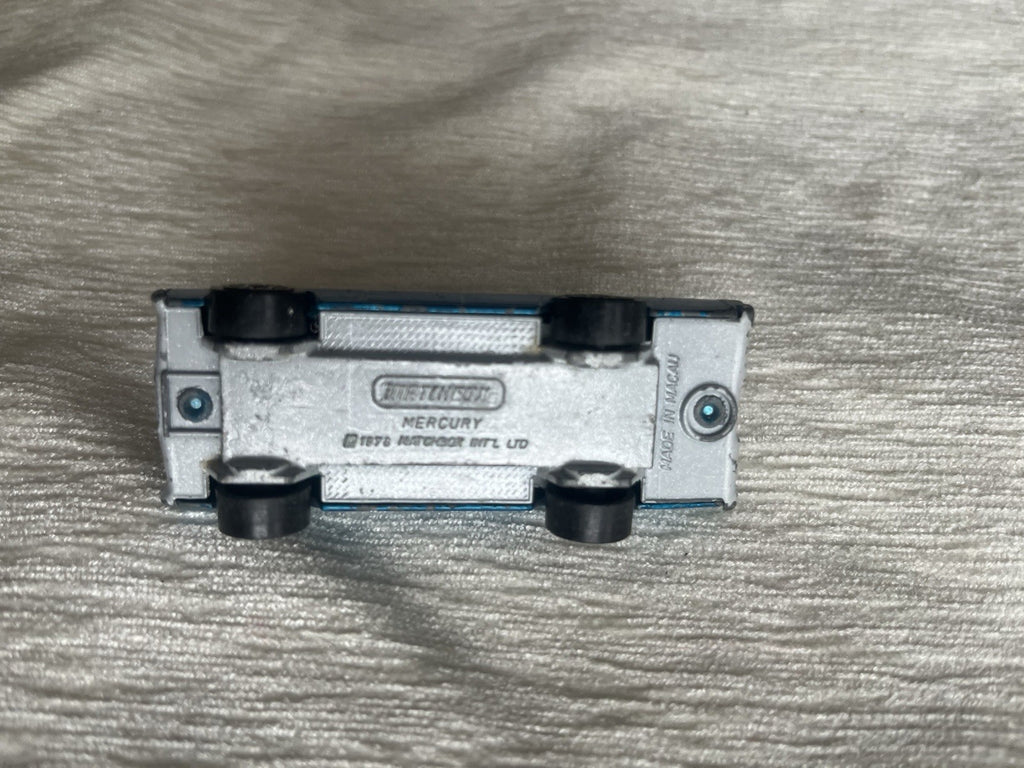 Blue Mercury Police Car Matchbox 1978 Macau Blue Windows Nice Condition Rare HTF