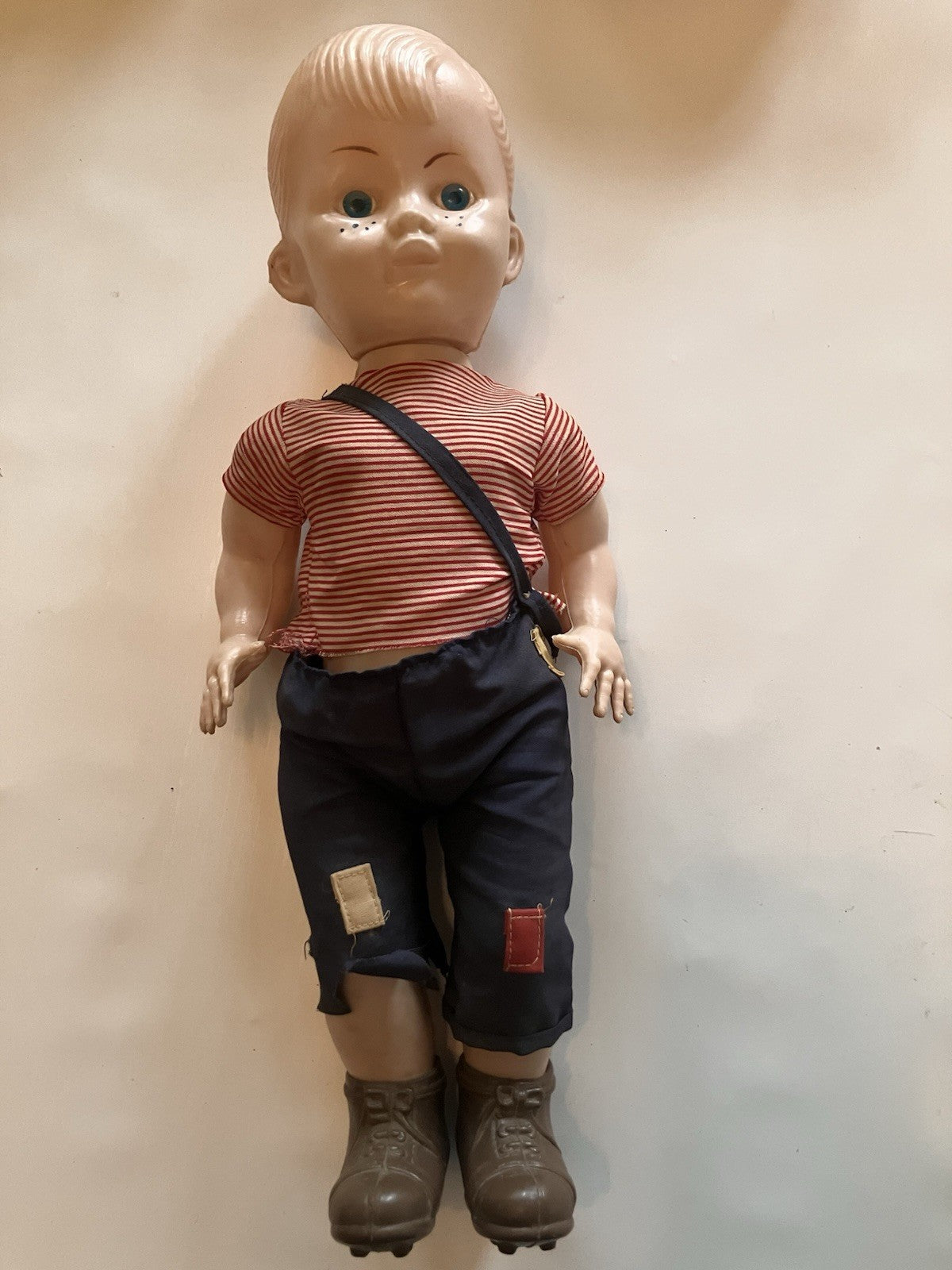 Vintage 15” Boy Celluloid Doll With Original Clothes