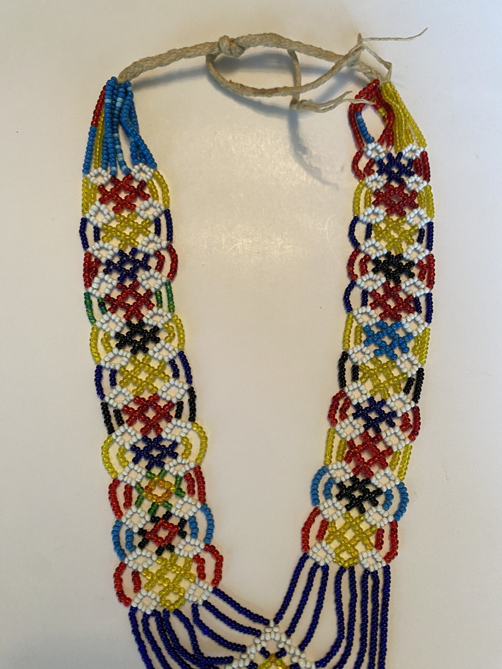 Vintage Afghan Kuchi Beaded Tribal Necklace 28”