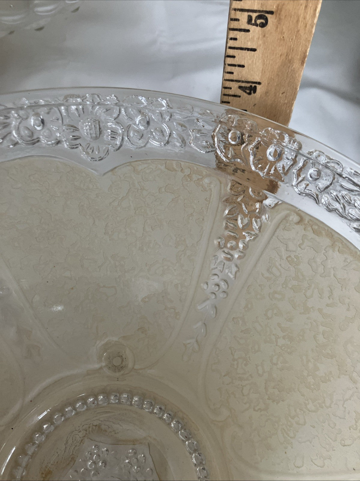 1920 Antique Embossed Floral Star Paneled Hanging Ceiling Chandelier Light Shade