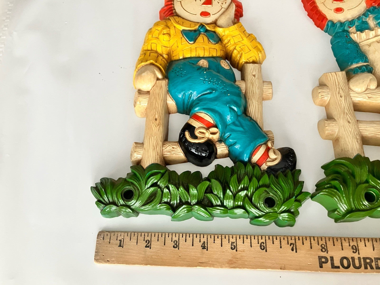 Bobbs Merrill Raggedy Ann & Raggedy Andy Wall Decor Plaques Set 2 1977 Vintage