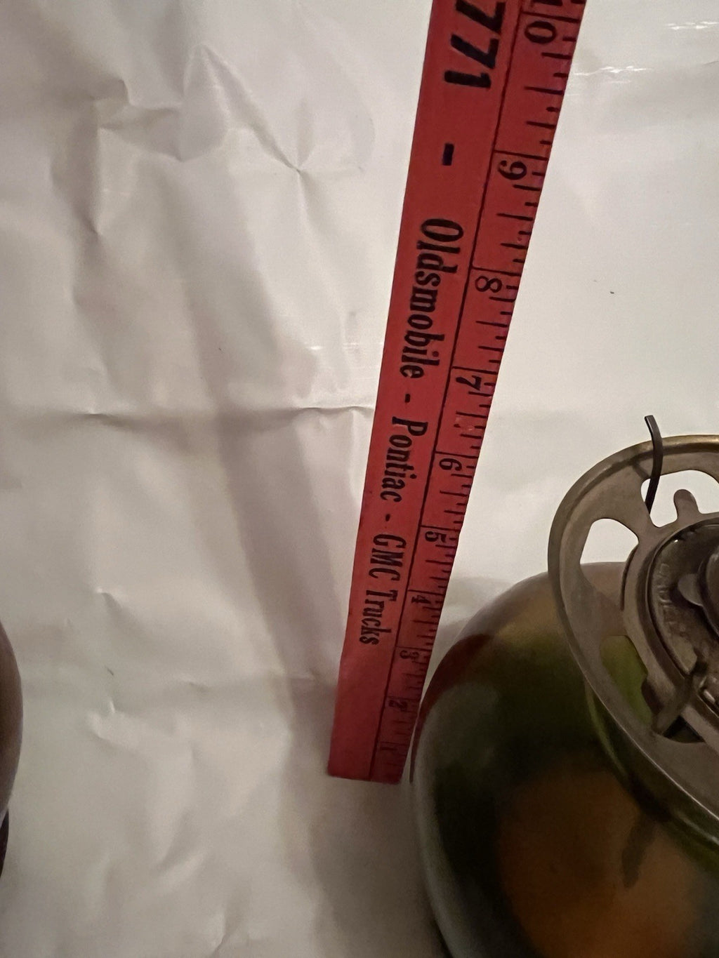 Vintage Amber-Green Glass Hurricane Kerosene Lamp  With Original Glass Globe