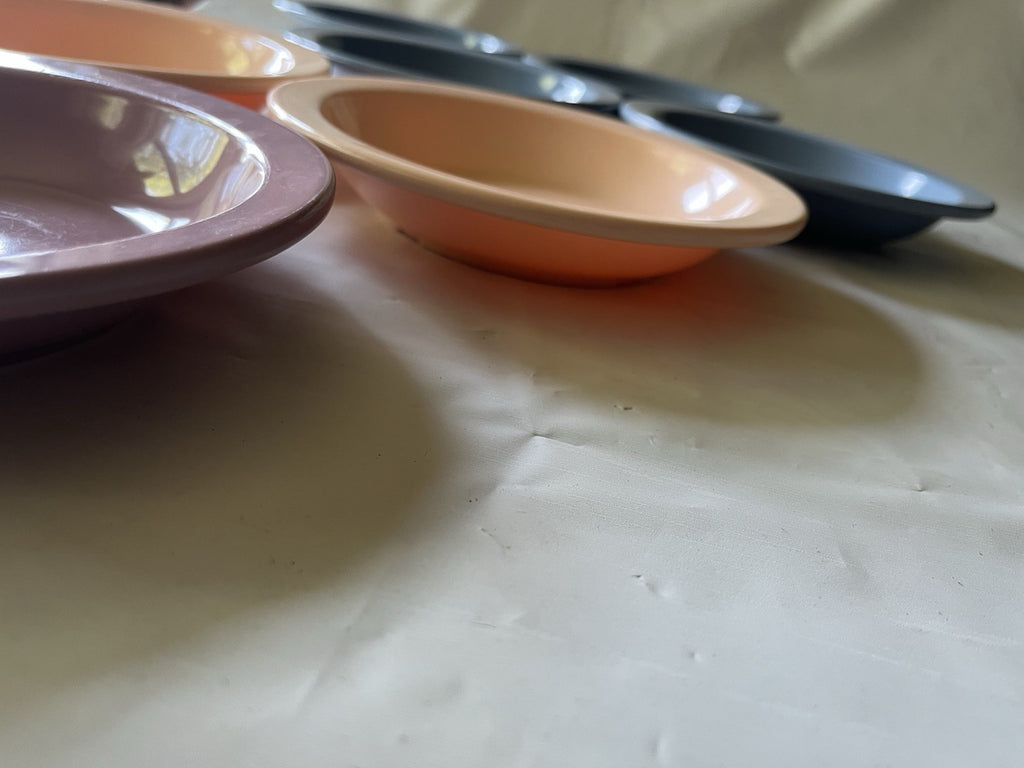 Vintage MCM Pastel Pallet Of Melamine Dessert Bowls (7) Dallas Ware Style B-75