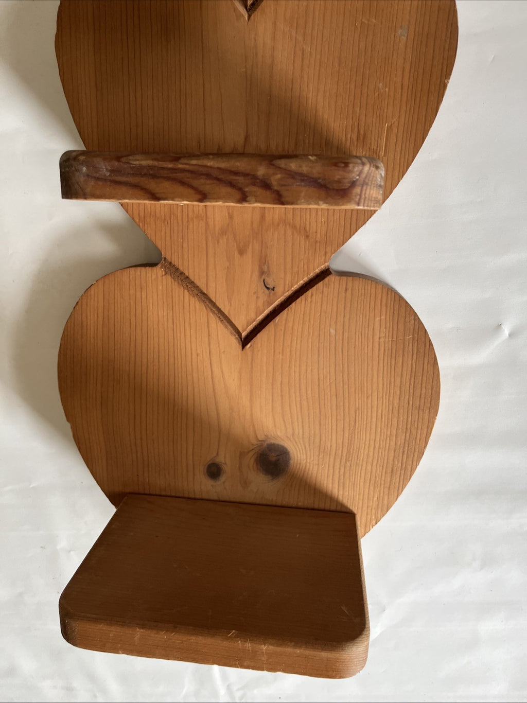 Vintage Wood Three Tier Hanging Heart Shelf