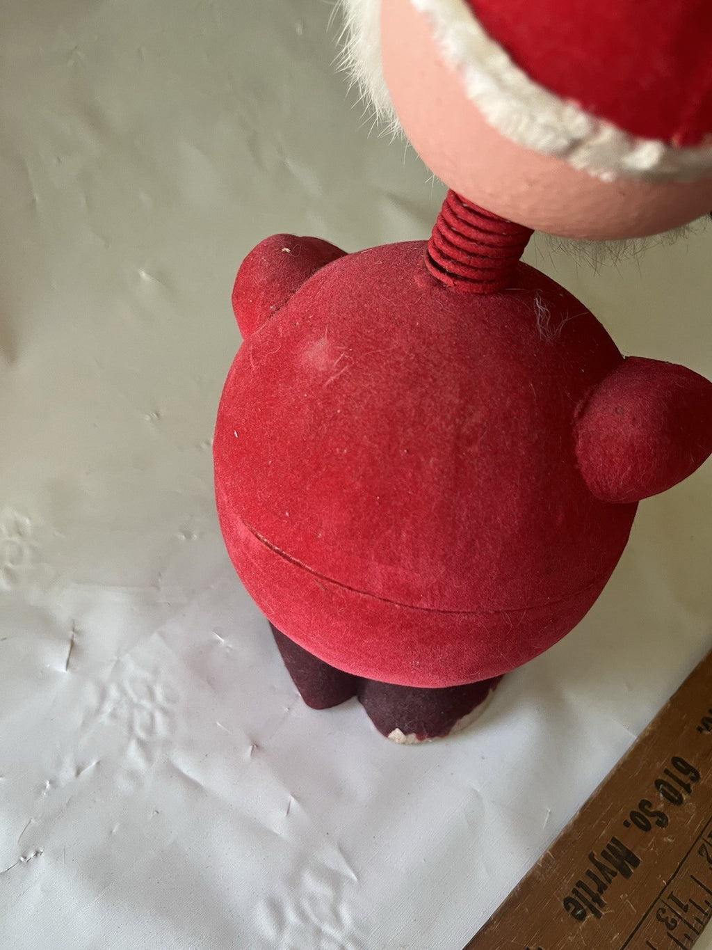 1946 WEST GERMANY 7” SANTA FIGURAL CANDY CONTAINER CHRISTMAS Flocked Paper Mache
