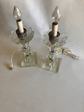 Vintage Pair Clear Luster Table Side Lamps; Working
